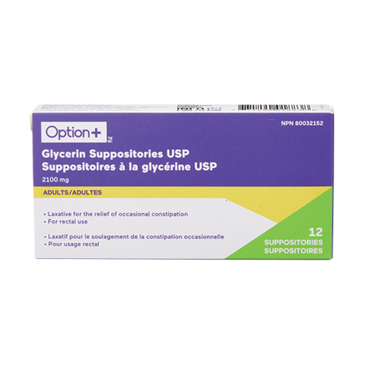OPTION+ GLYCERIN SUPPOSITORIES 12