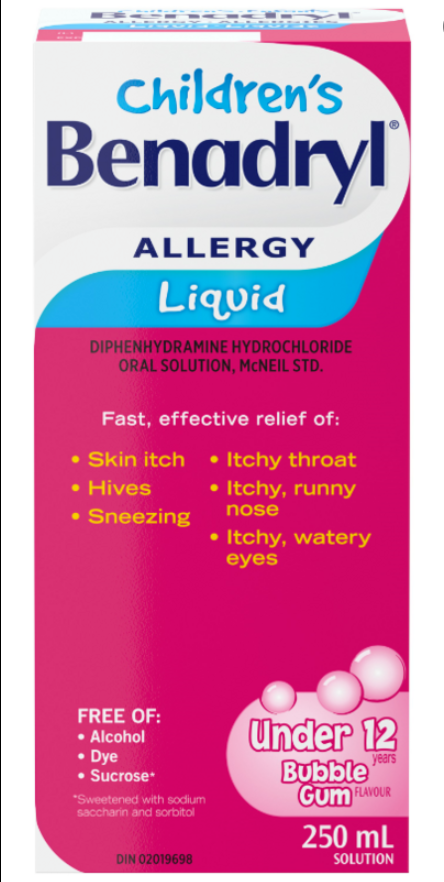 Benadryl Allergy Liquid Children - Bubble Gum 6.25mg/ 5ml