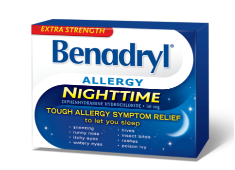Extra Strength Benadryl Allergy Nighttime Caplets, 50 mg